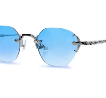 Окуляри сонцезахисні Vintage Eyewear ORNATE White Gold GRADIENT BLUE LENS